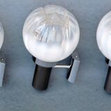 Three vintage wall lamps mazzega opalescent murano italy, year 70