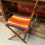 Old vintage camping chair wood and canvas