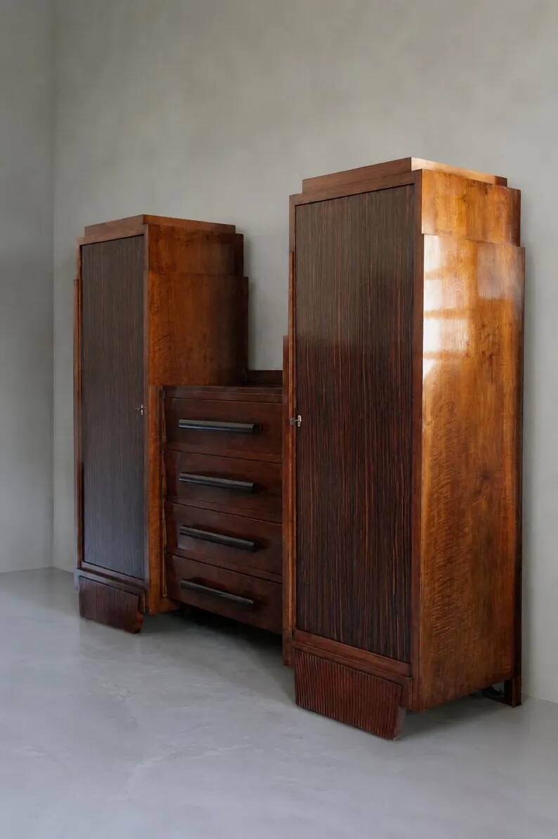Meuble Art déco, buffet art déco bois et miroir, meuble de rangement, décoration intérieure