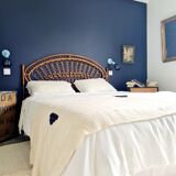 Peacock headboard in vintage rattan