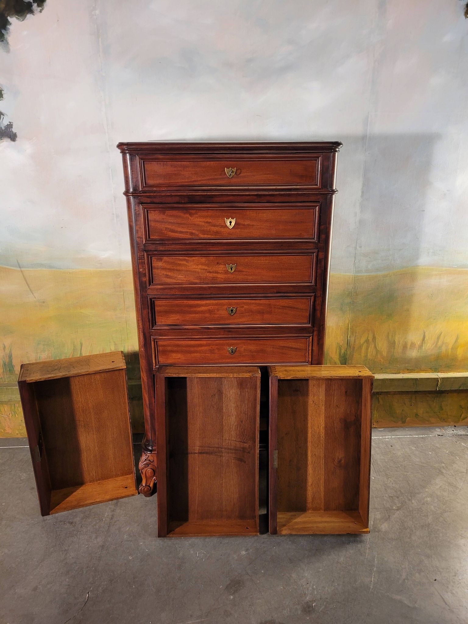 Chiffonnier grande commode en acajou époque xixème
