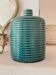 Vase bouteille en céramique émaillée bleu canard à côtes – Style Mid-Century