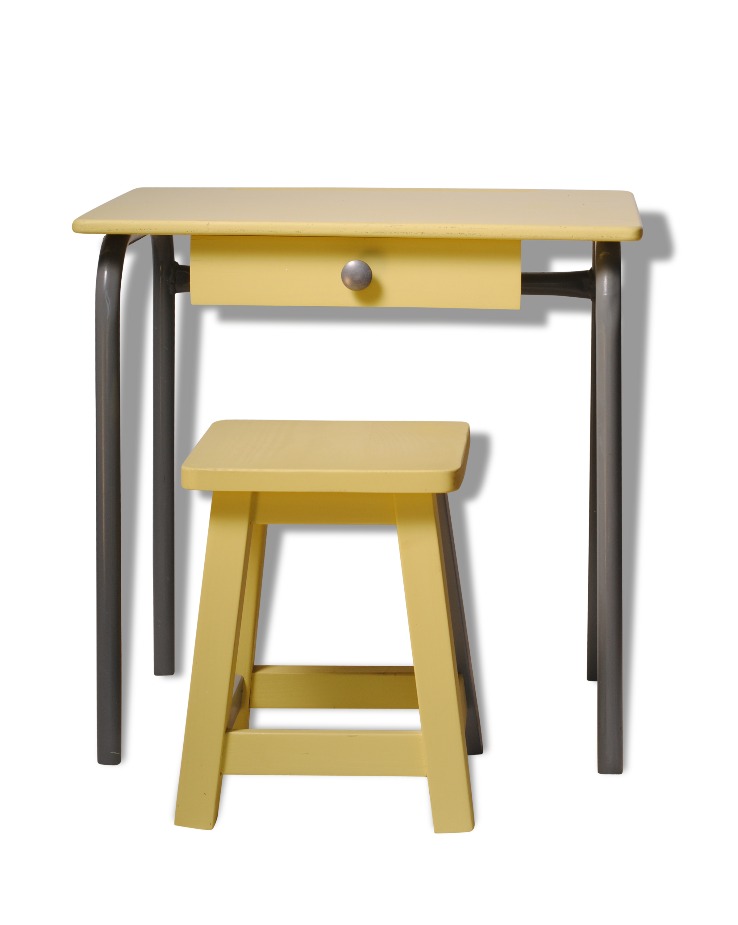 Yellow child office with his stool