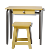Yellow child office with his stool