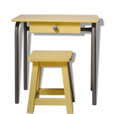 Yellow child office with his stool