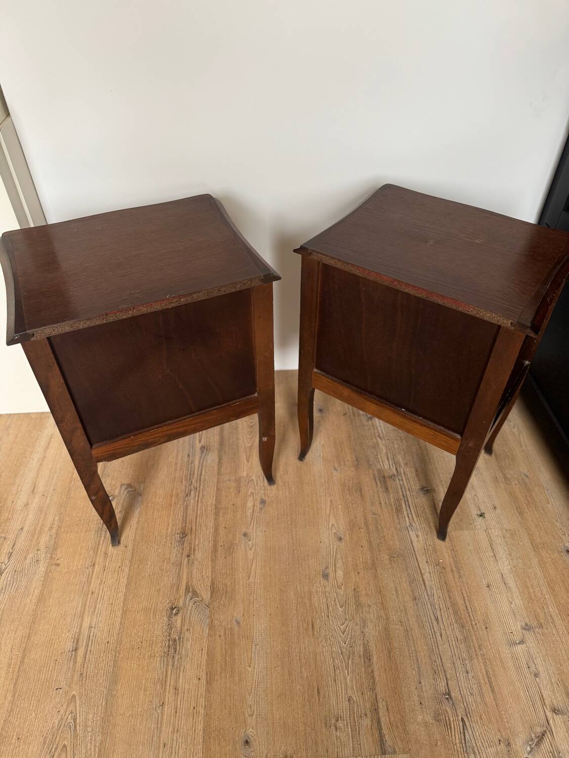 Pair of antique wooden bedside tables