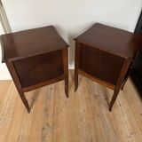 Pair of antique wooden bedside tables