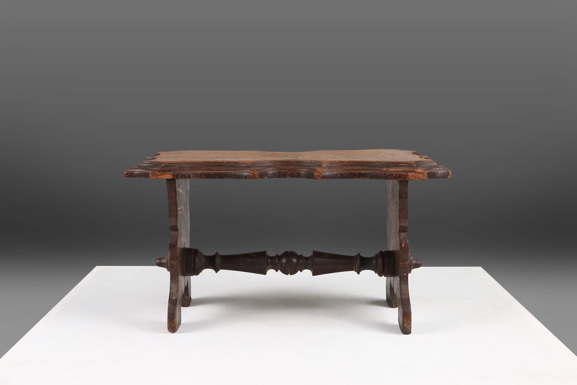 Wooden provincial Rustic Stool, France 1880s
