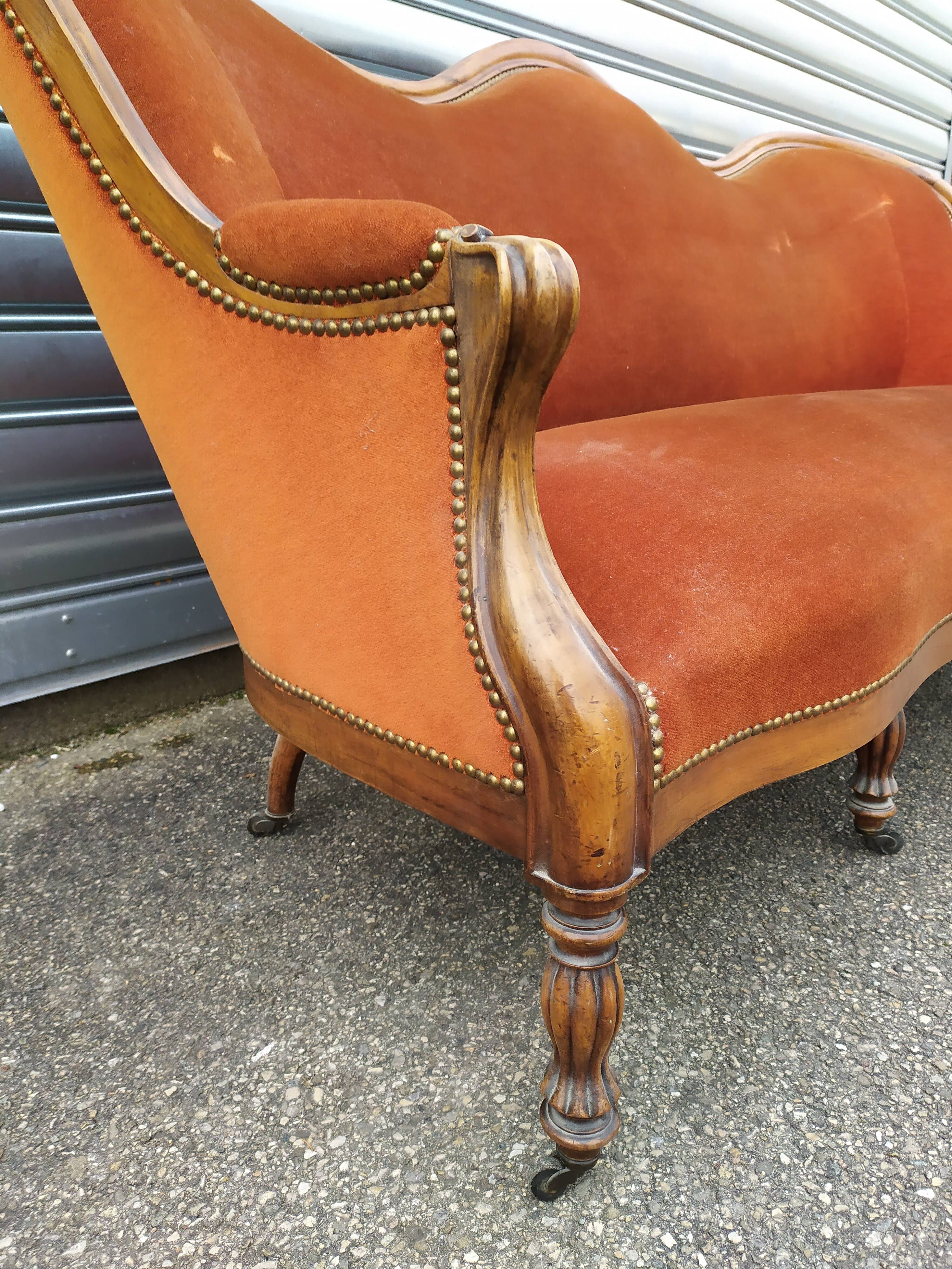 Louis Philippe style velvet bench