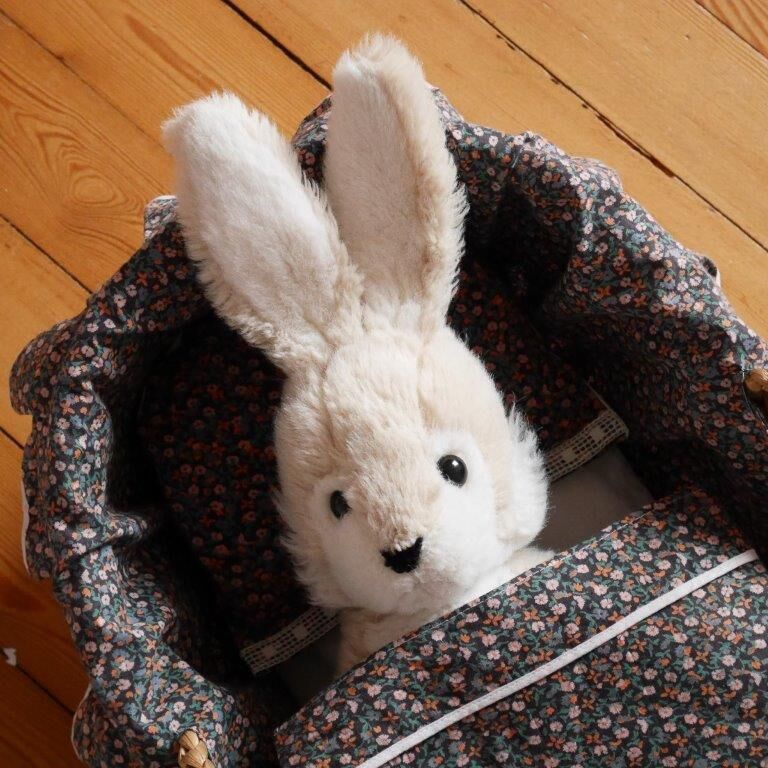 Doll bassinet with its bedding