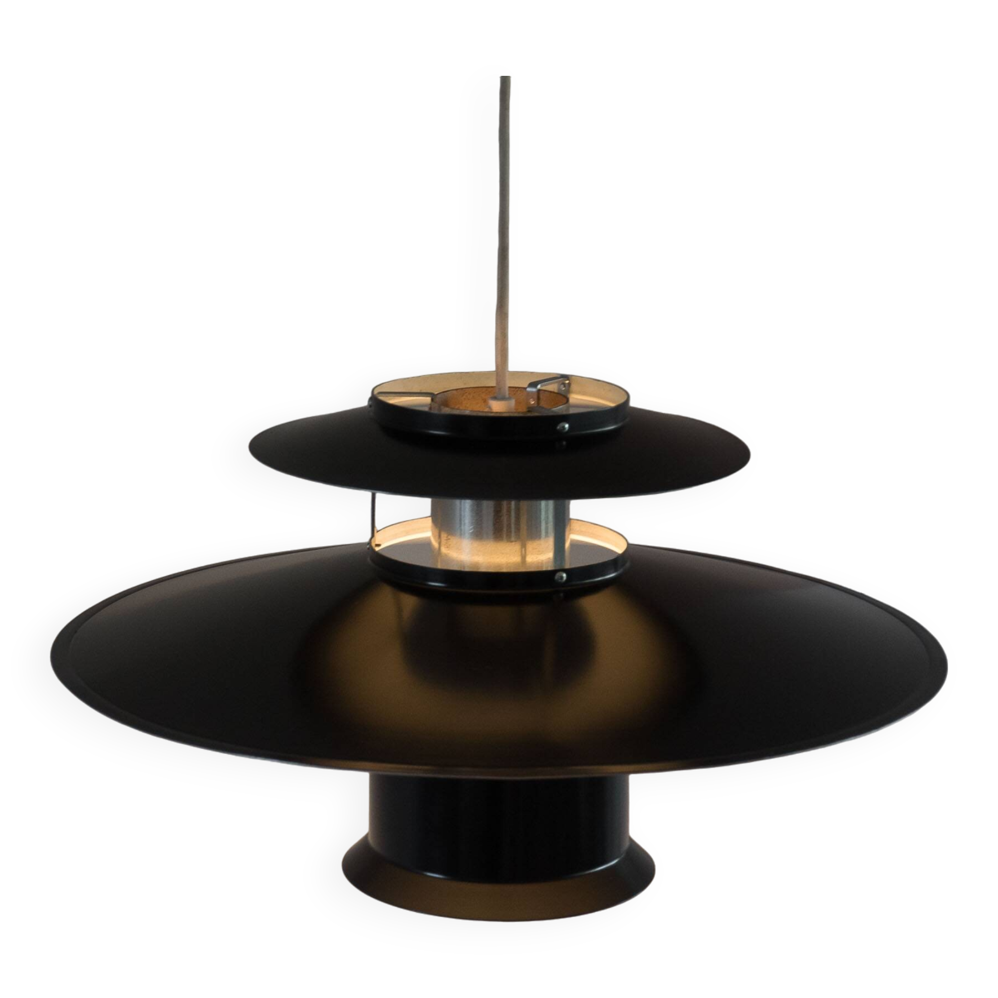 Vintage Danish black shell pendant lamp