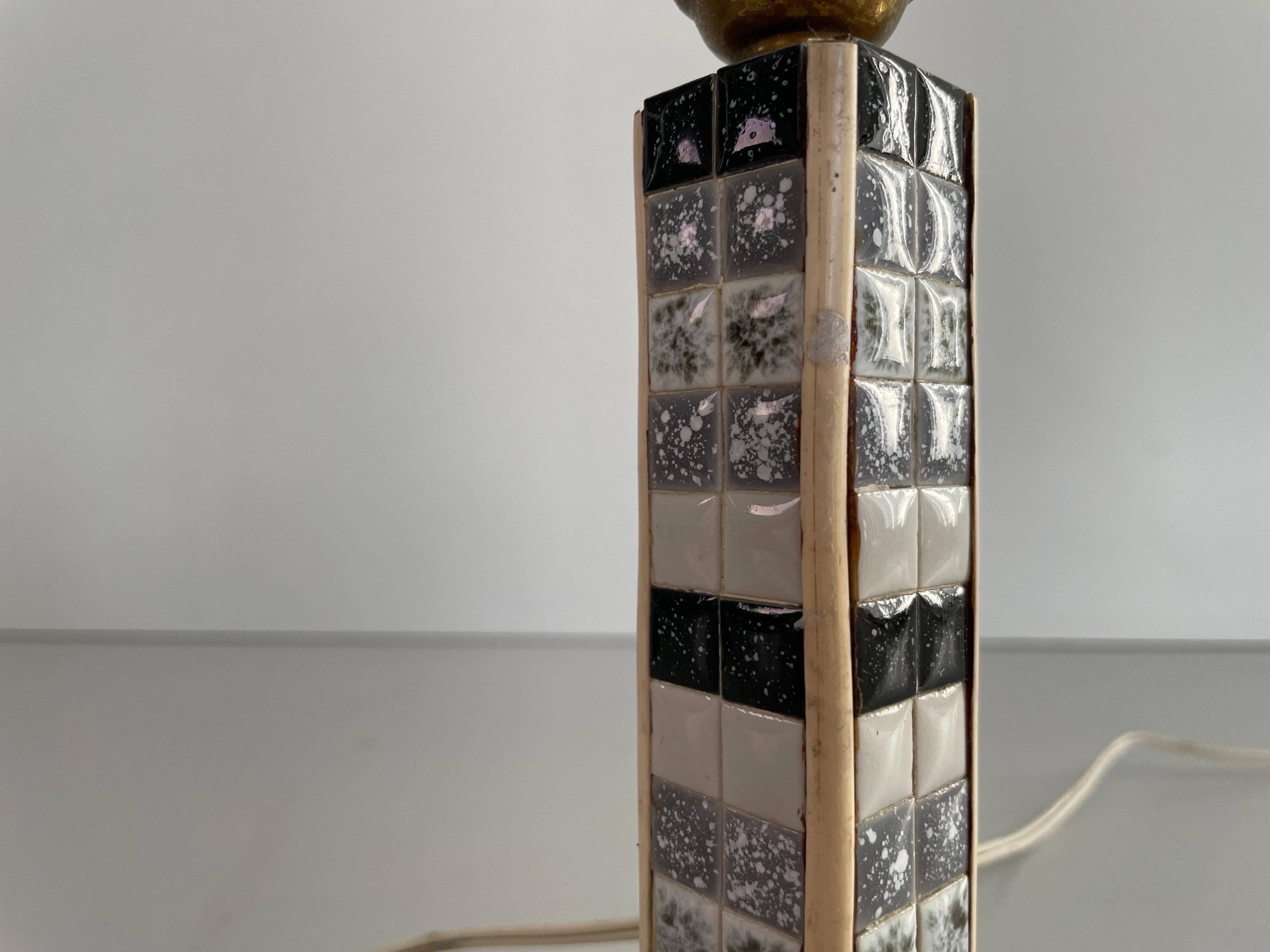 Pair of black and white ceramic table lamps, 1950s, France