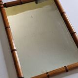 Turned wooden mirror in imitation of bamboo, from the 40s-50s, 43 x 57 cm