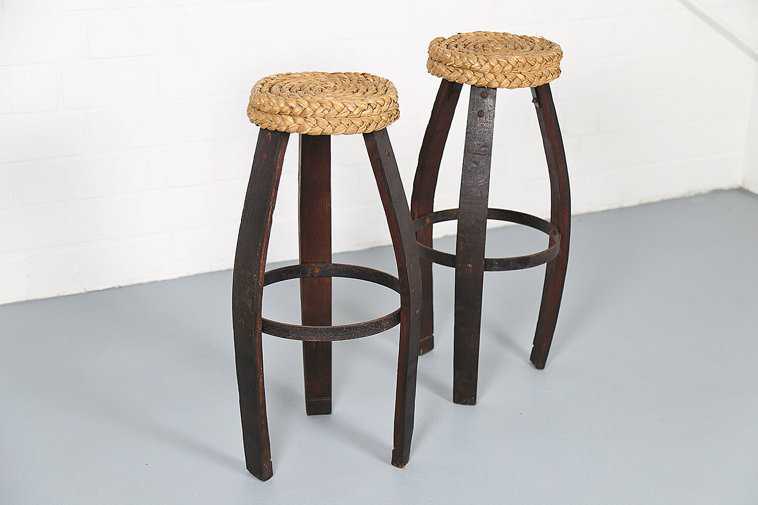 Original set of 2 bar stools by Frida Minet and Adrien Audoux, 1950s, France