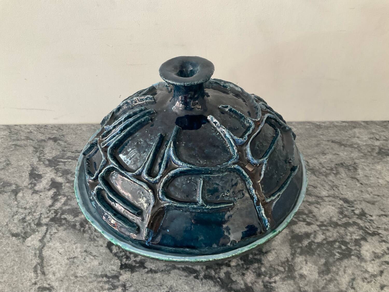 Vintage covered large pot in brutalist ceramic - Hungary