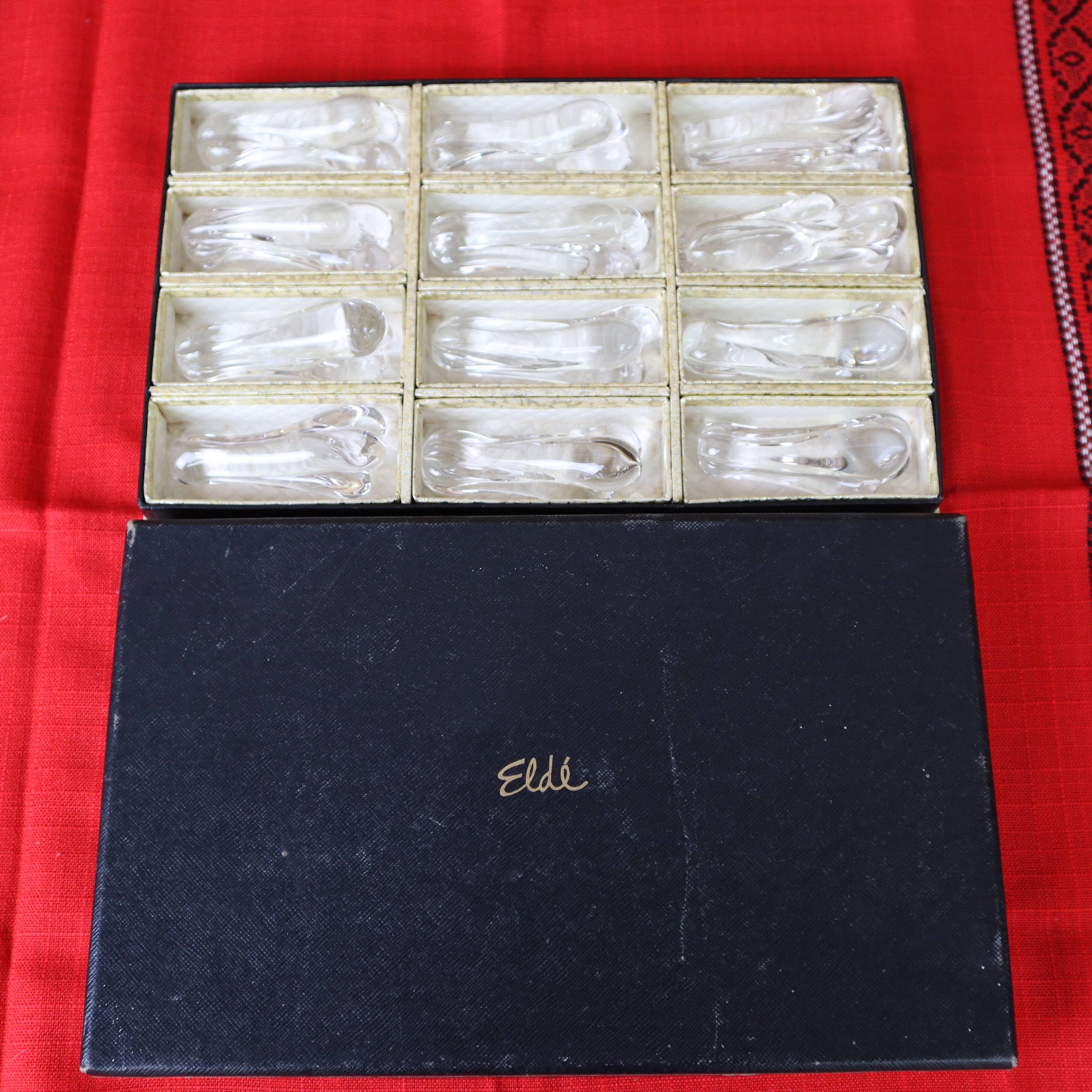 Set of 12 Art Deco crystal knife holders by Christian Eldé