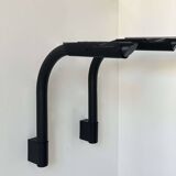 Pair of vintage wall lights, tubular and perforated black metal, Parscot France 1980