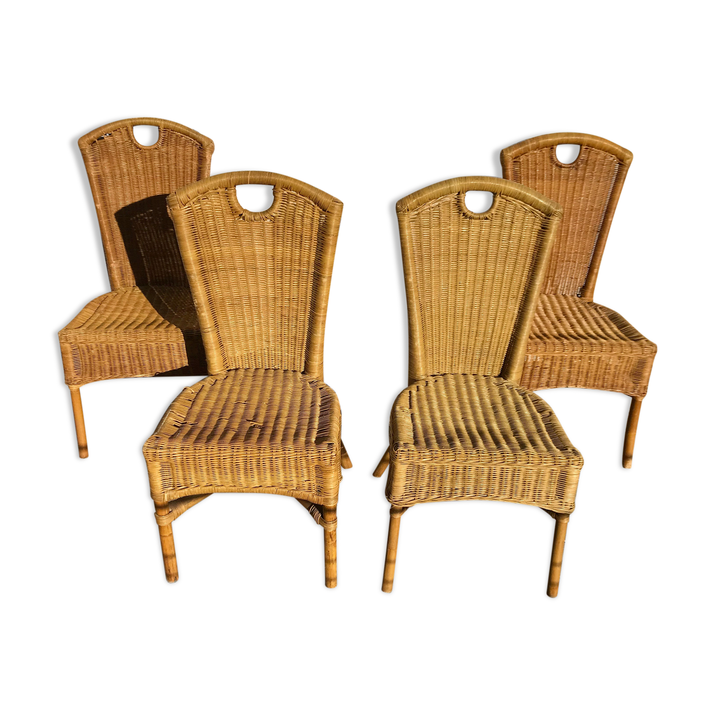 4 chaises en rotin