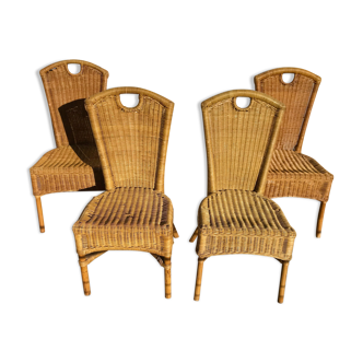 4 chaises en rotin