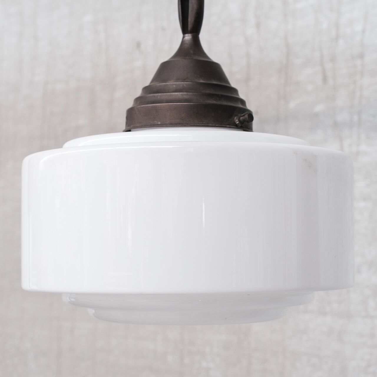 Opaline Glass and Brass Stepped Pendant Light