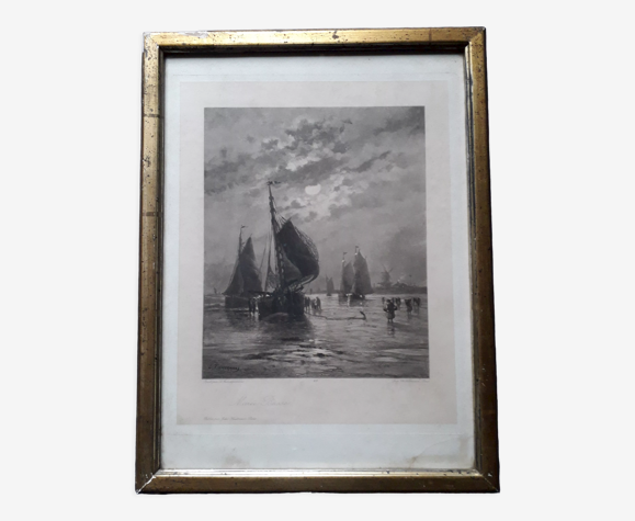 Antique marine engraving by Louis Timmermans