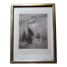 Gravure ancienne marine de Louis Timmermans