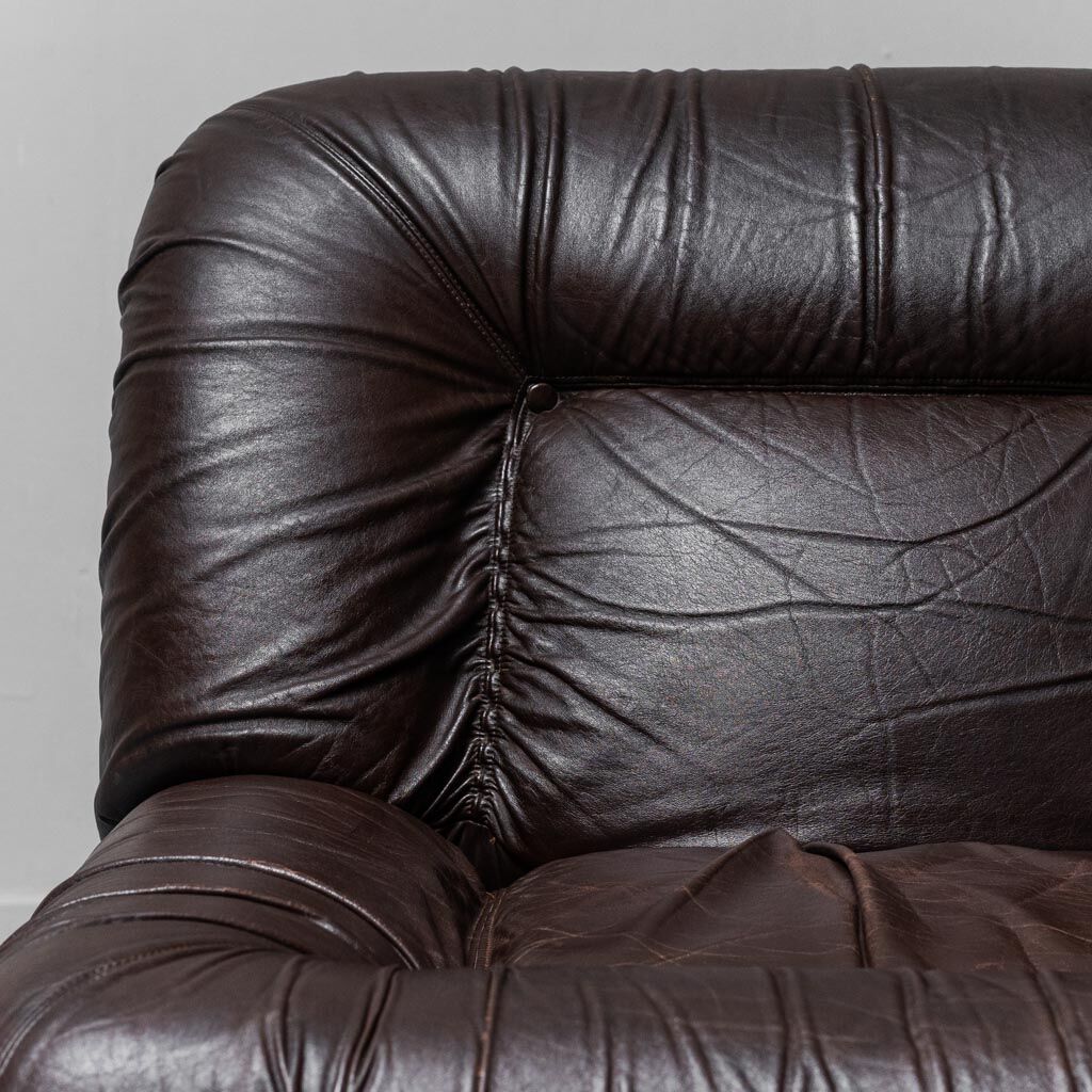 Pair of leather armchairs mod. panarea lev&lev 70s vintage modern