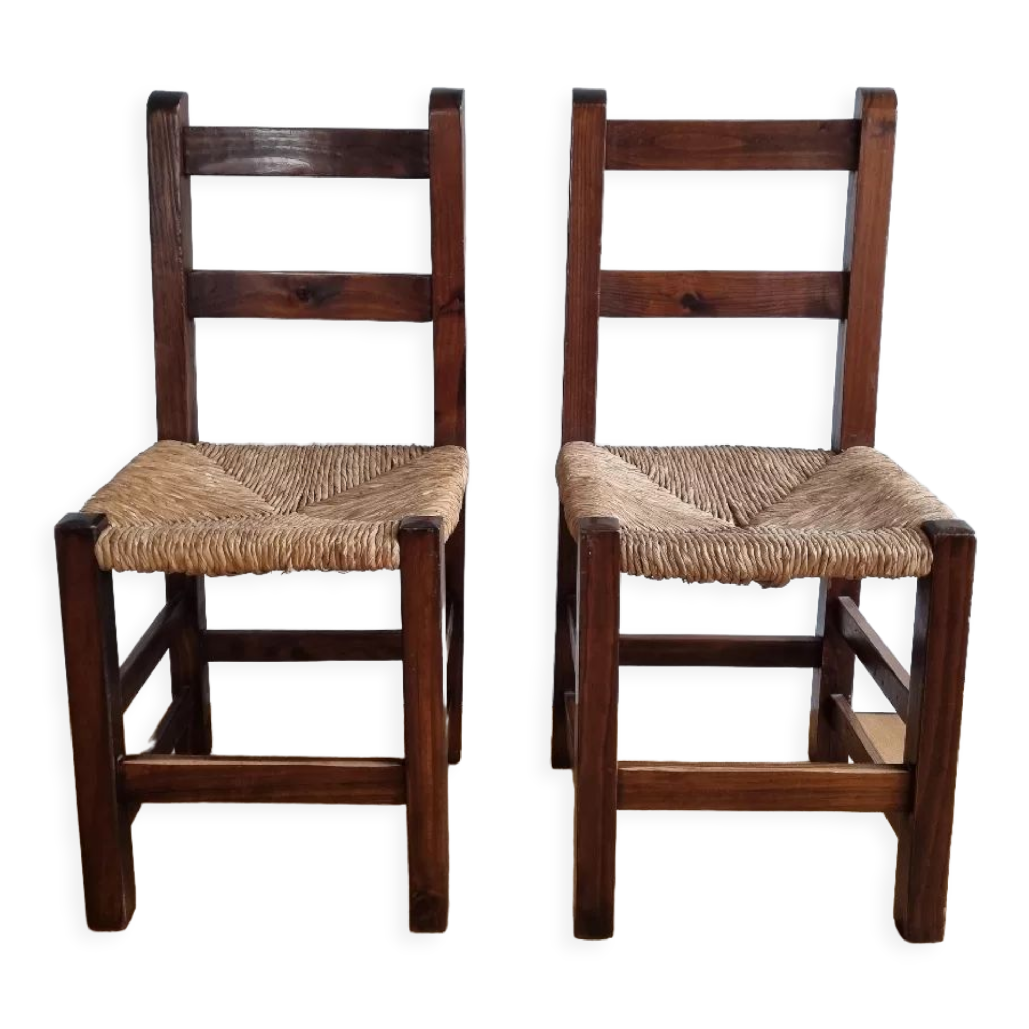 Pair vintage straw chairs