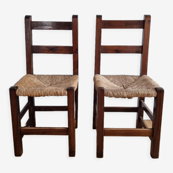 Paire chaises paille vintage