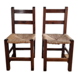 Pair vintage straw chairs