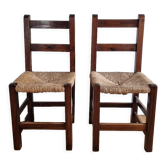 Paire chaises paille vintage