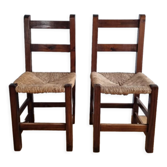 Pair vintage straw chairs