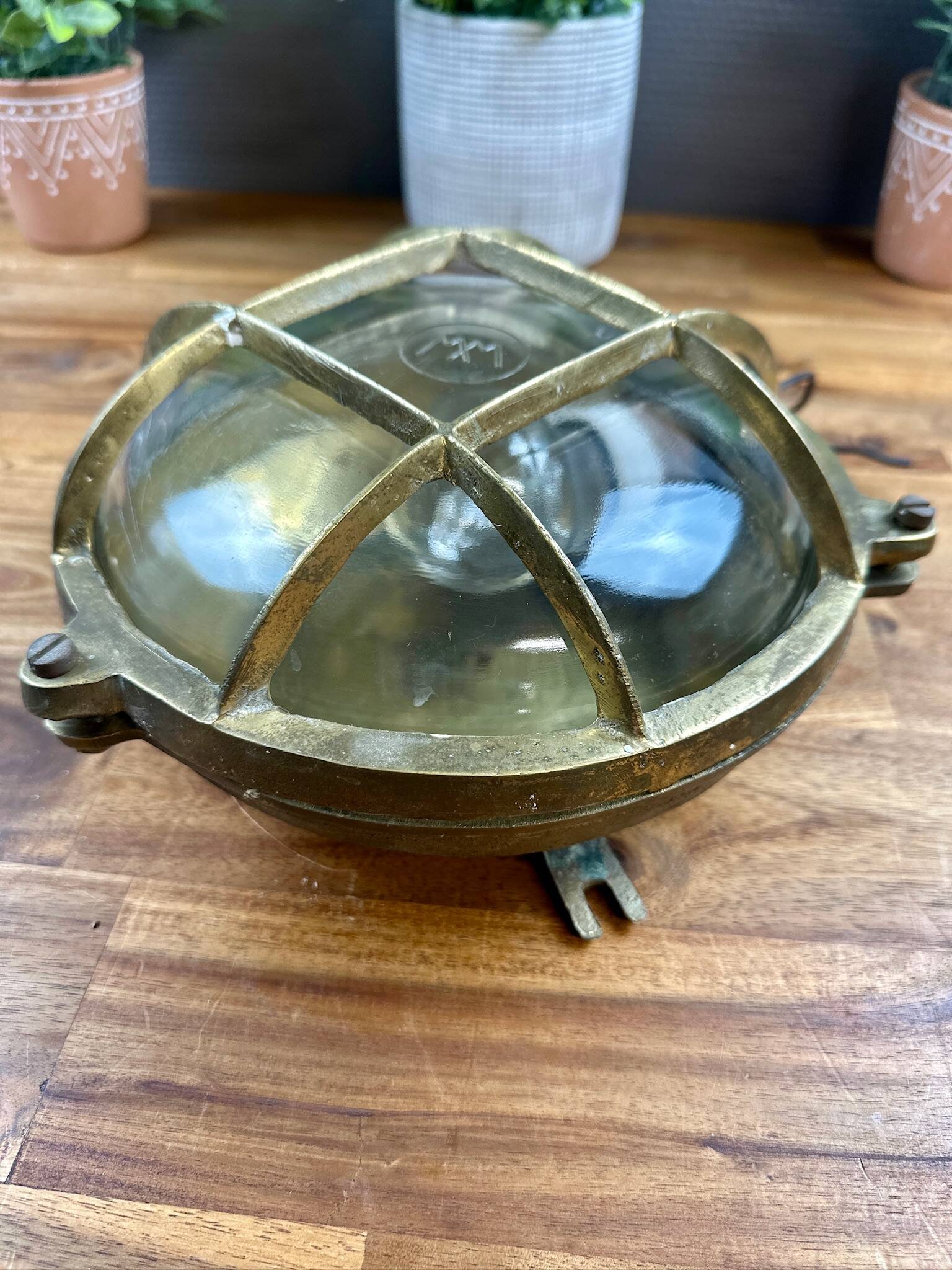 Vintage industrial brass clock – maritime/workshop style