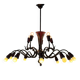 Large Burgundy brass chandelier with 15 arms, 1950, Italy