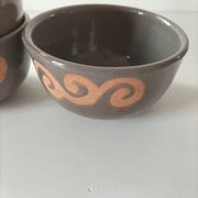 Set of 3 signed glazed stoneware bowls