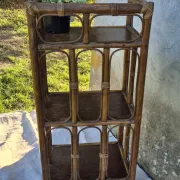 Set of 2 vintage bamboo rattan bedside shelves