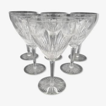 Series of 6 Saint Louis crystal water glasses coli model size 422