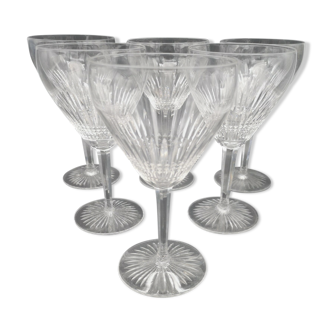 Series of 6 Saint Louis crystal water glasses coli model size 422