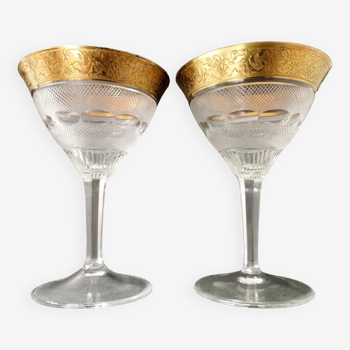 2 coupes à champagne crystal moser splendid 24kt gold , cristal contour or