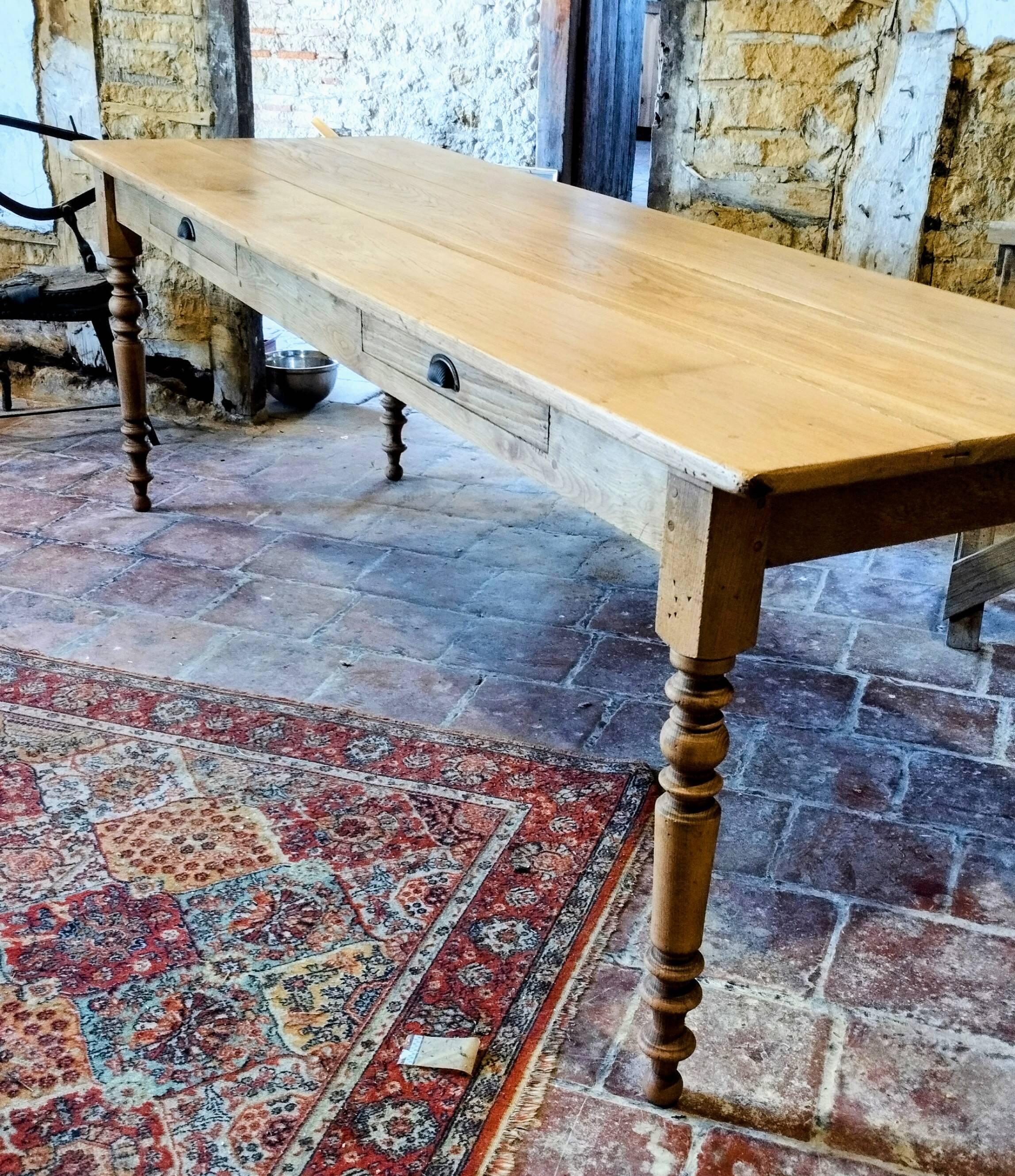 Elegant and refined 230 X 73 solid oak farmhouse table.