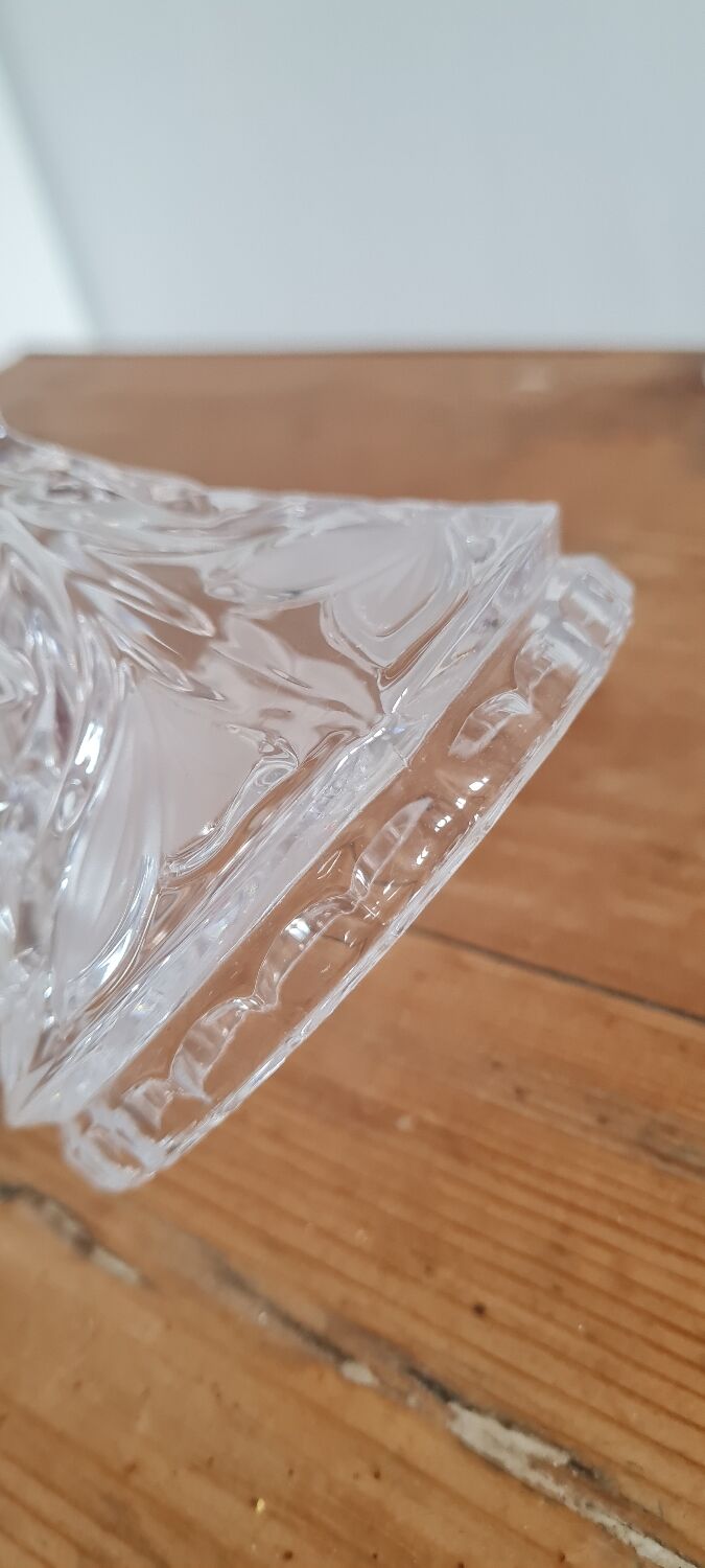 Pair of chiseled crystal candlesticks