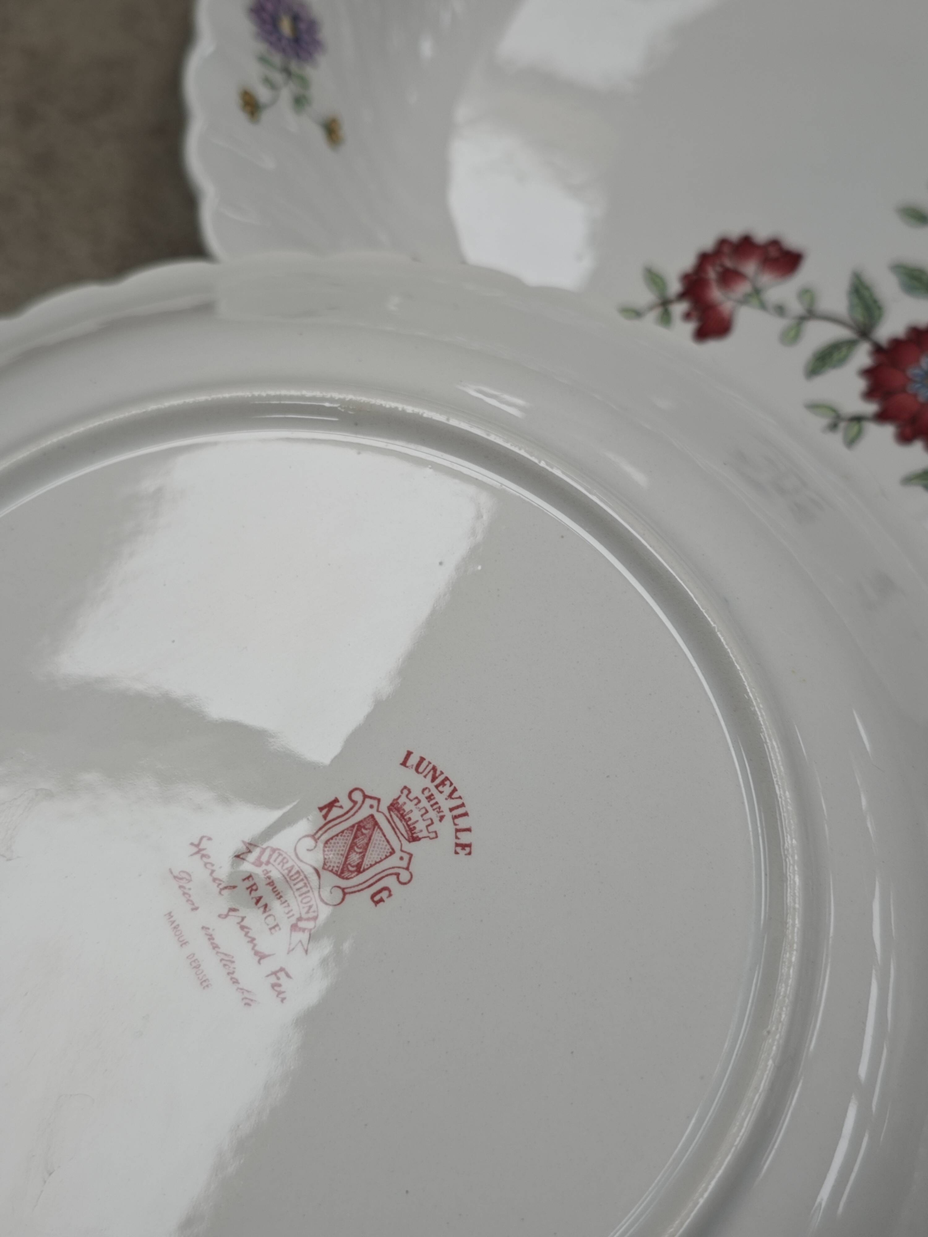 Set of 6 deep plates KG Lunéville Service Fleurs des Indes