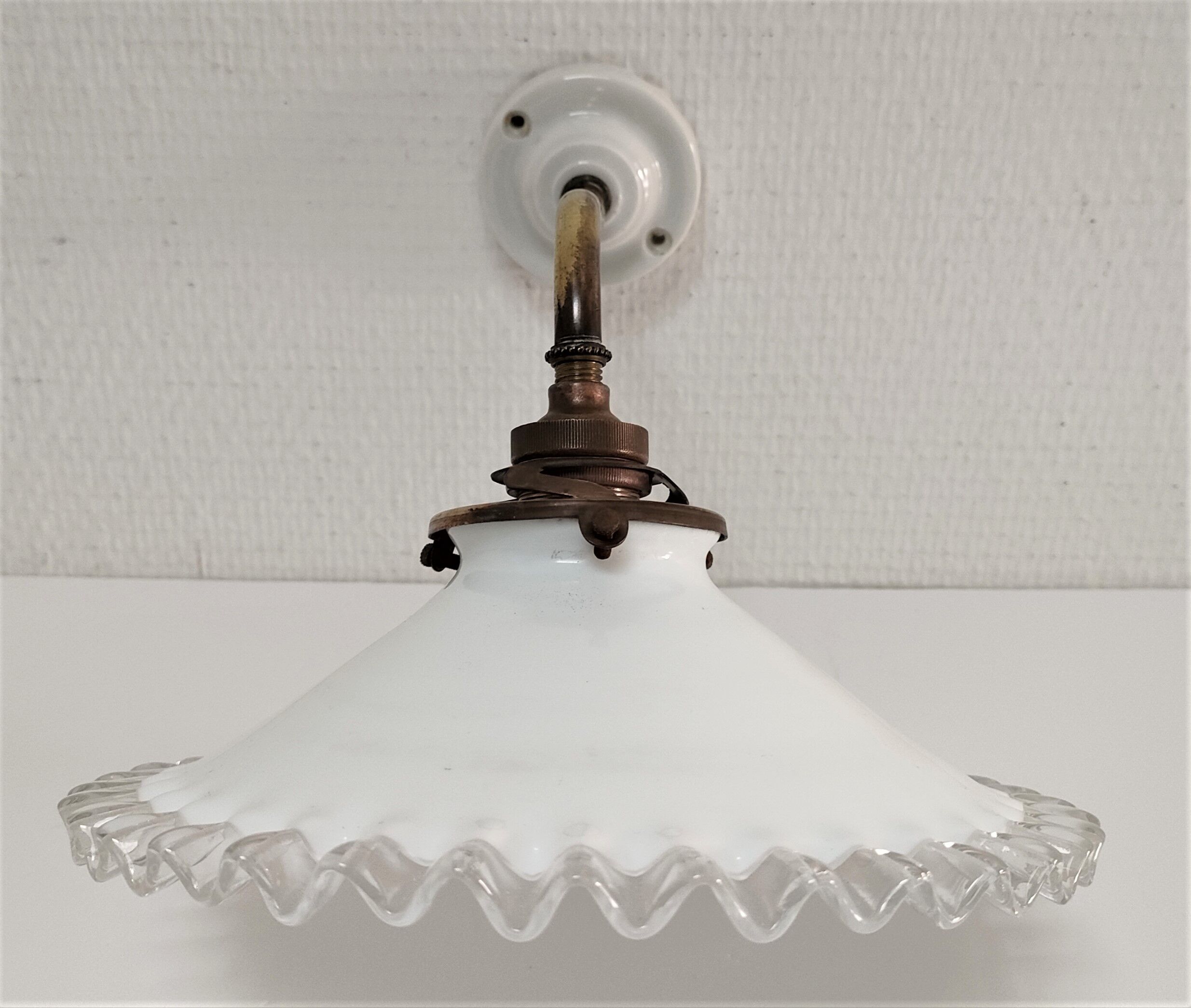 Opaline porcelain brass wall lamp early twentieth century