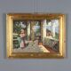 Old painting "The Porch" oil on canvas signed G. Esposito XX Century