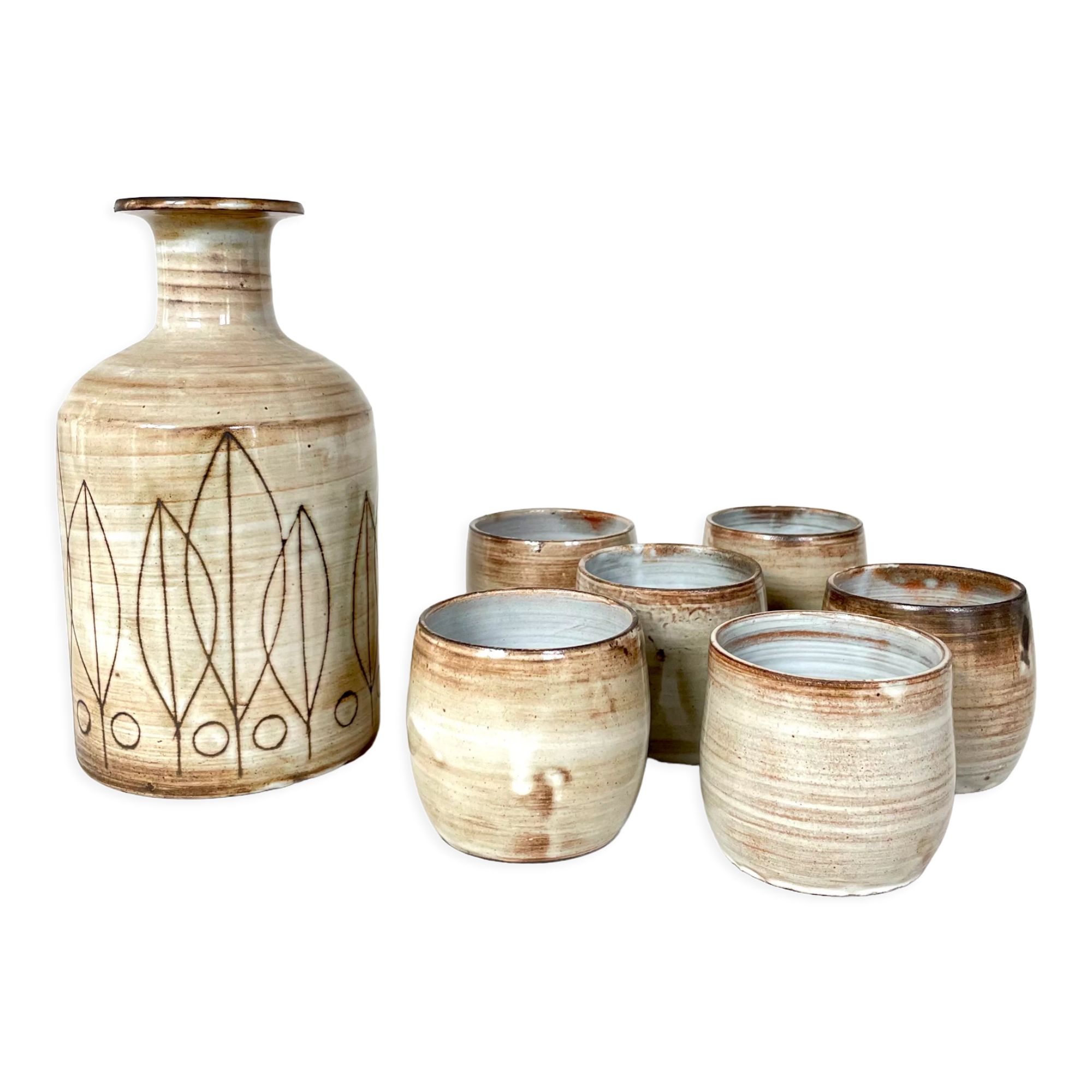 Ceramic beverage service by Jacques Pouchain, Atelier Dieulefit, 1960