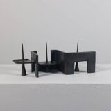 Vintage brutalist bronze candlestick by Wolfgang Bergmeister