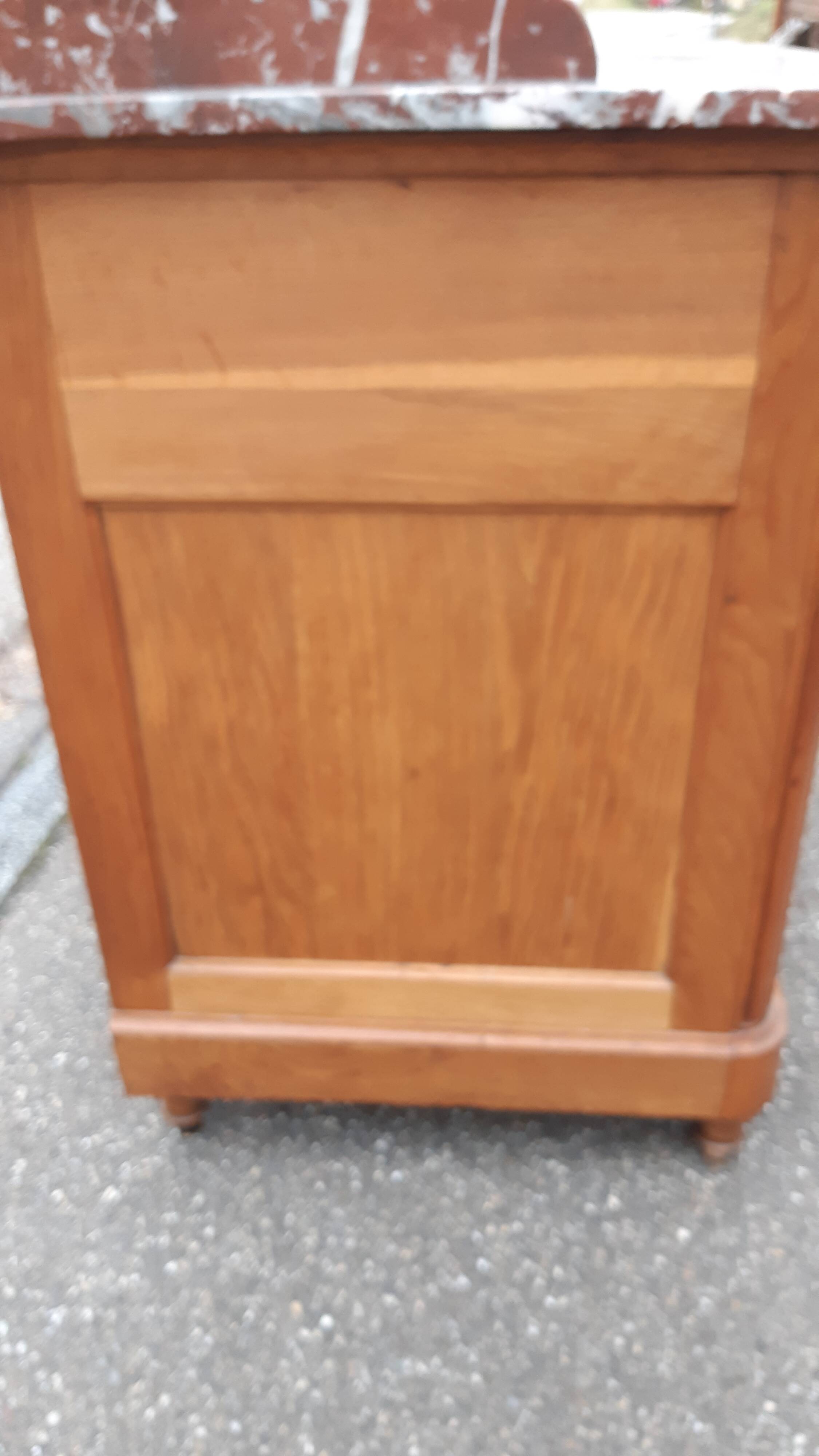 Oak and marble chest of drawers