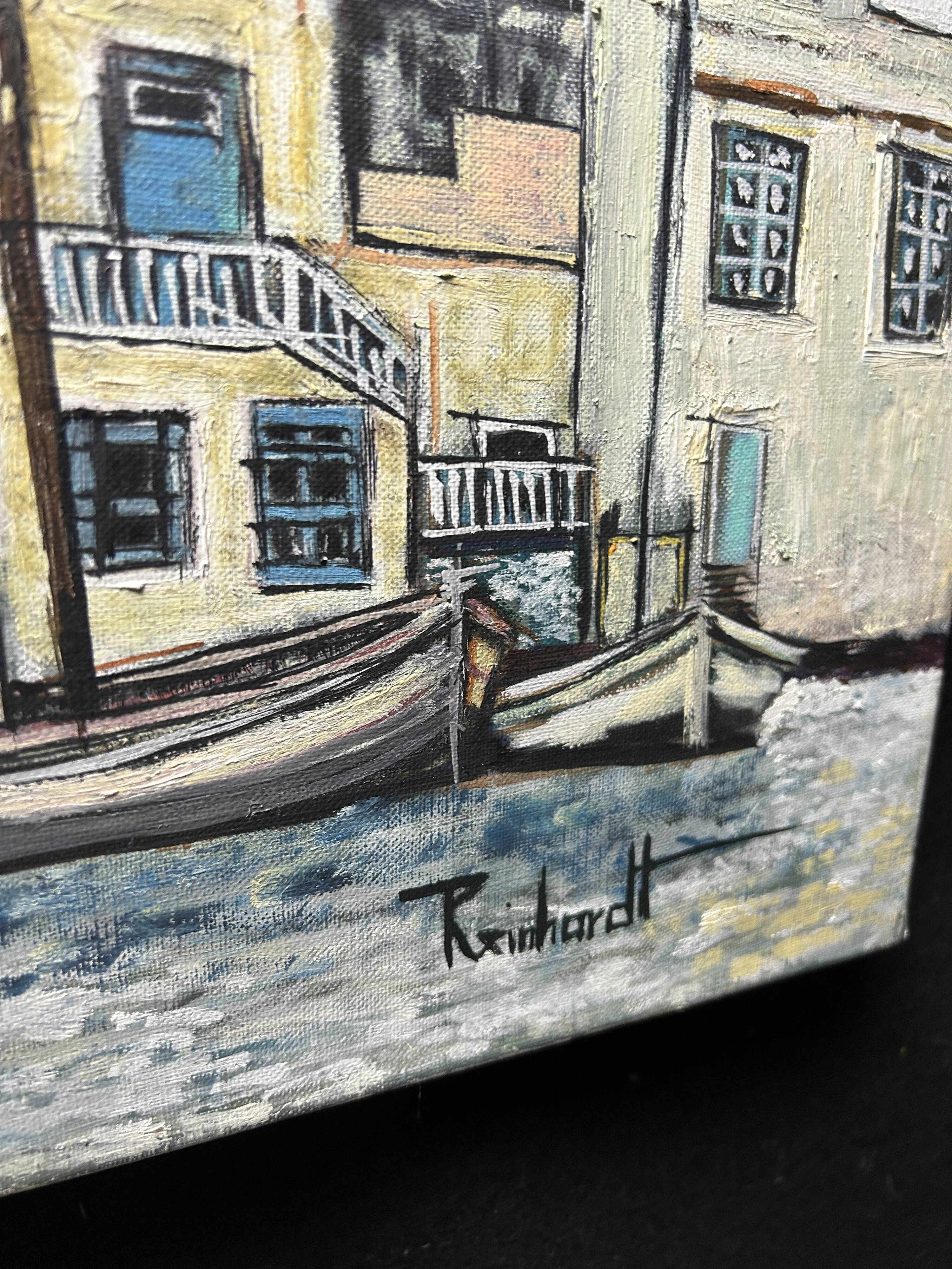 Mediterranean port landscape. Oil on canvas signed.