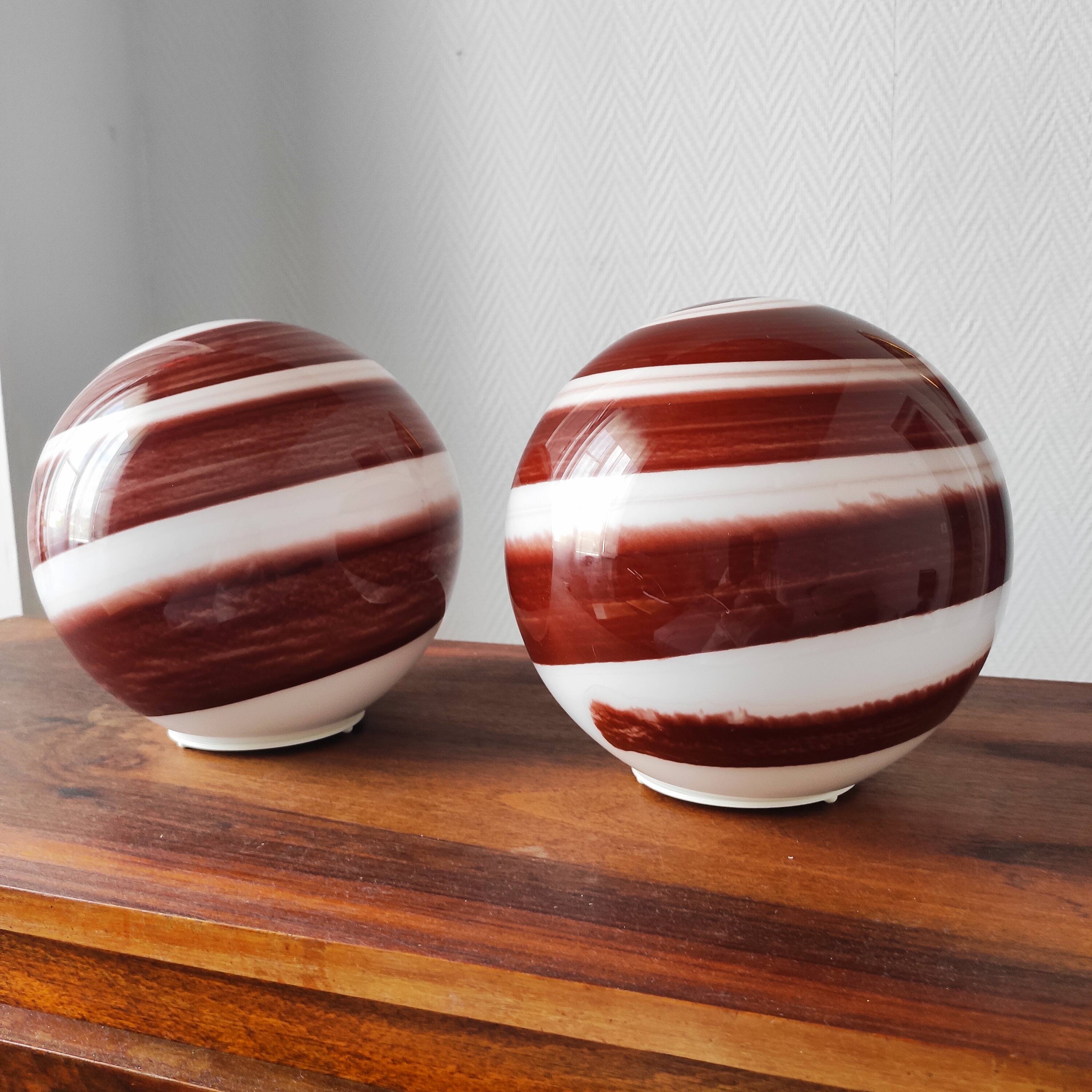 Pair of vintage 80-90 glass ball lamps