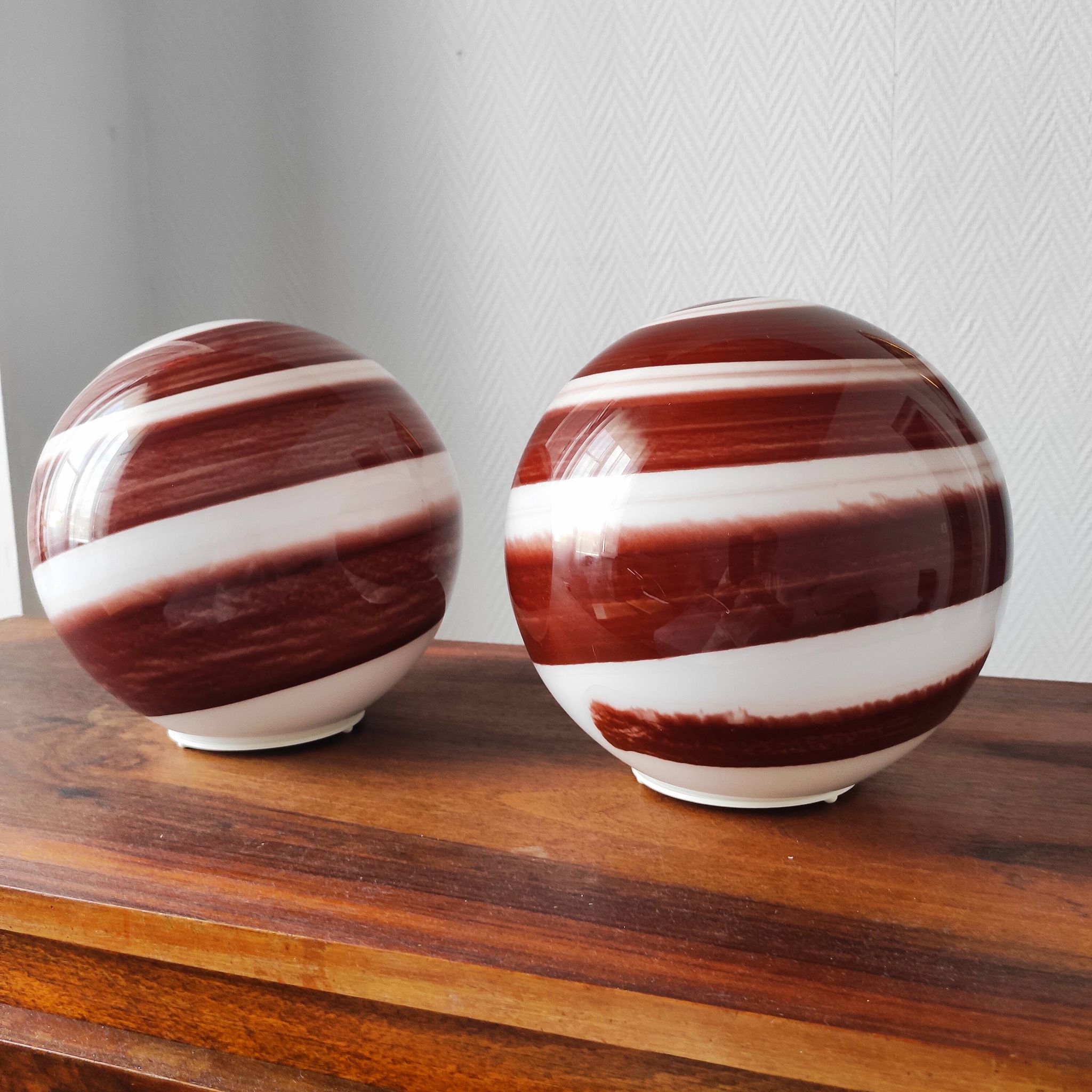 Pair of vintage 80-90 glass ball lamps